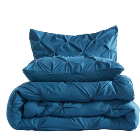 Soft Pinch Pleat Pintuck Duvet Set 4by6/ 6by6/ 6by7/ 7by7 Size All Season Soft, High Quality Pintuck Duvet with 1 Bedspread and 2/4 Pillowcases Set, Blue - Image 5