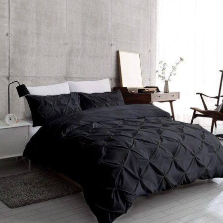 black pinch pleated duvet set