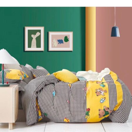 yellow teddy bear patterned duvet set