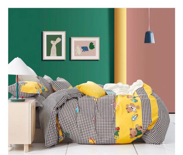 yellow teddy bear patterned duvet set