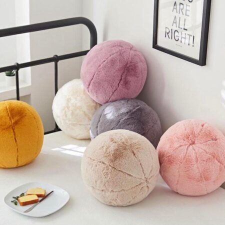 Plush Round Ball Throw Pillow - Soft Fluffy Decor Throw Pillow for Chair Sofa Living Room Girl Bedroom - Image 3