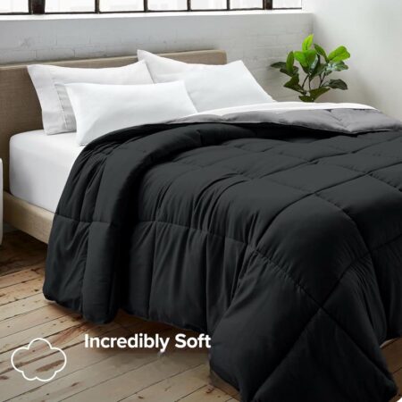 black and grey reversible duvet set