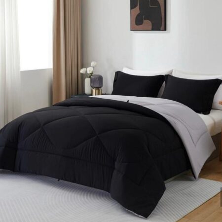 Black and Light Grey Reversible Duvet Set