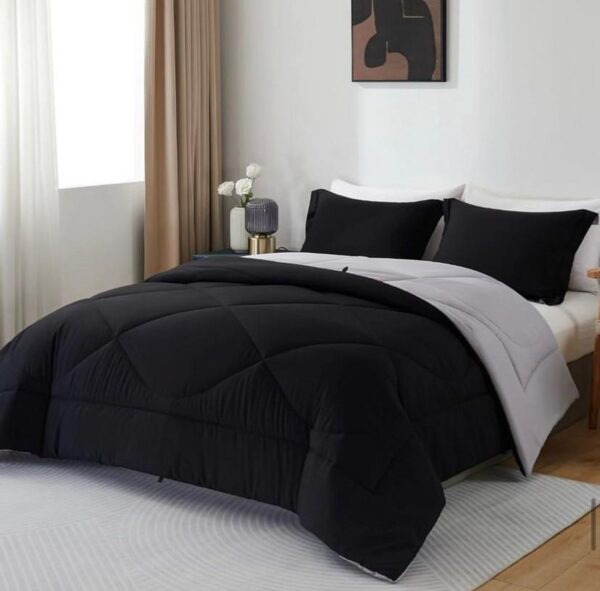 Black and Light Grey Reversible Duvet Set