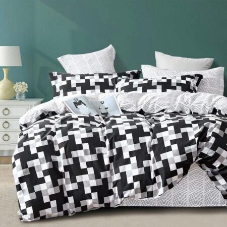 black and white geometric duvet set