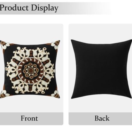 Embroidery Bohemian Style Decorative Throw Pillow and Insert 18 x 18 Inches Throw Pillow for Bed Couch Sofa, Black - Image 5