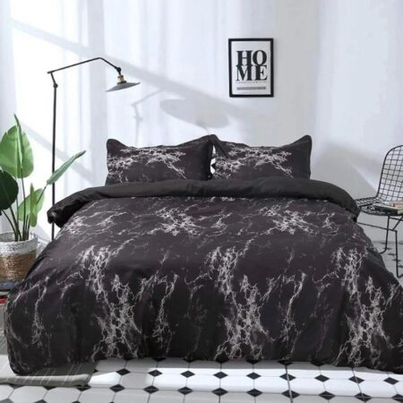 marble black duvet set