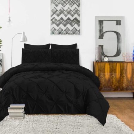 black pinch pleated bedding