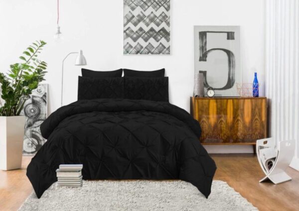 black pinch pleated bedding