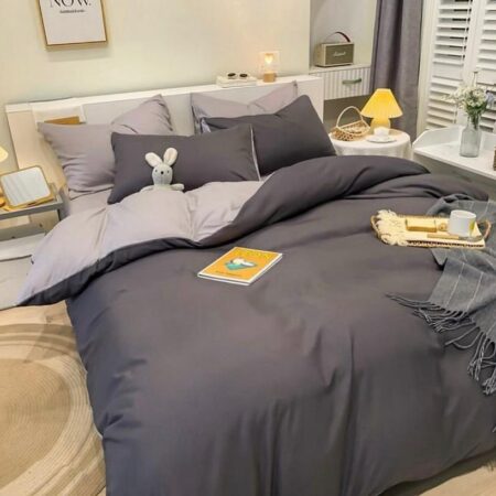 black and grey reversible duvet set