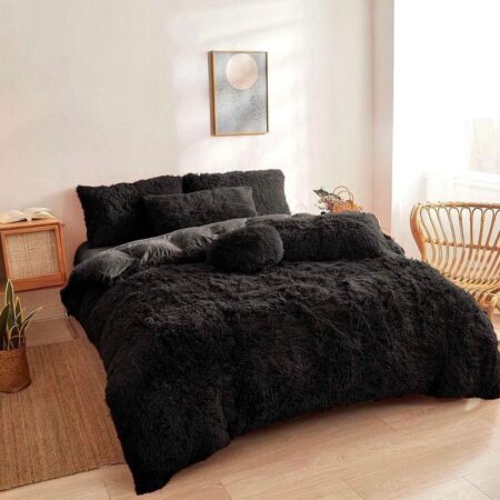 black faux fur duvet set