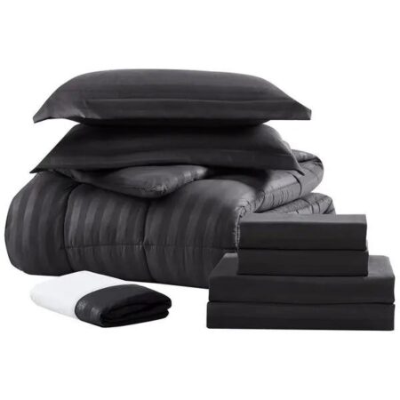 6 Pieces Premium Quality American Cotton Stripes Black Duvet - Breathable and Soft, Durable and Luxury Feel Black Stripes Duvet Set with Matching Pillowcases and Bed sheet Sets (4 by 6, 6 by 6, 6 by 7, 7 by 7) - Image 3