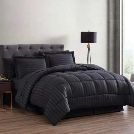 6 Pieces Premium Quality American Cotton Stripes Black Duvet - Breathable and Soft, Durable and Luxury Feel Black Stripes Duvet Set with Matching Pillowcases and Bed sheet Sets (4 by 6, 6 by 6, 6 by 7, 7 by 7) - Image 4