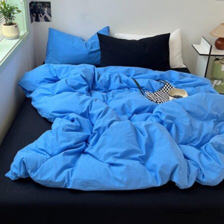 Blue and Black Mixed Duvet Set - 6 Pieces All Season Soft Duvet with Bedsheet and Matching Pillowcases (4 by 6, 6 by 6, 6by 7, 7 by 7) - Image 3