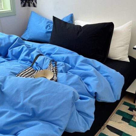 Blue and Black Mixed Duvet Set - 6 Pieces All Season Soft Duvet with Bedsheet and Matching Pillowcases (4 by 6, 6 by 6, 6by 7, 7 by 7) - Image 5