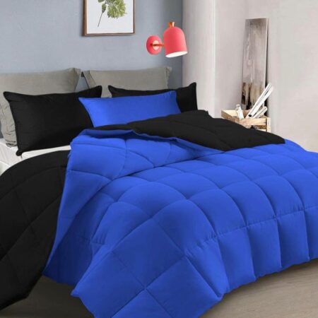 blue and black reversible duvet set