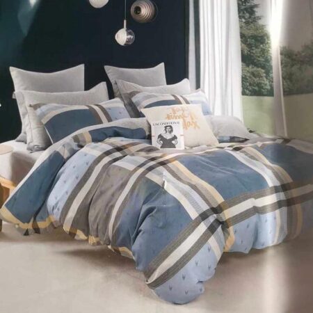 blue and grey stripe duvet set