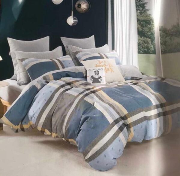 blue and grey stripe duvet set