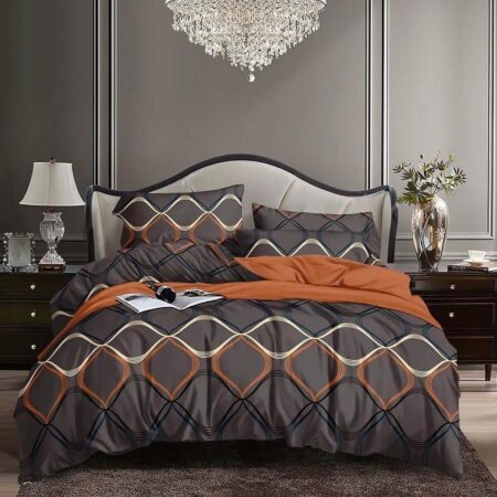 brown geometric duvet cover