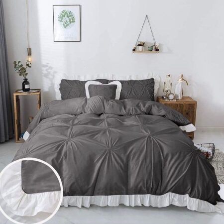 dark grey pintuck duvet set