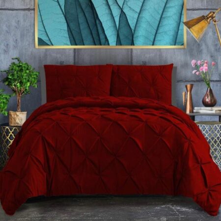 Soft Pinch Pleated Pintuck Duvet Set, 4 by 6, 6 by 6, 6 by 7, 7 by 7 All Season, High Quality Fabric and Washable Pintuck Duvet + Bedspread and Pillowcases Bedding Set (Burgundy) - Image 4