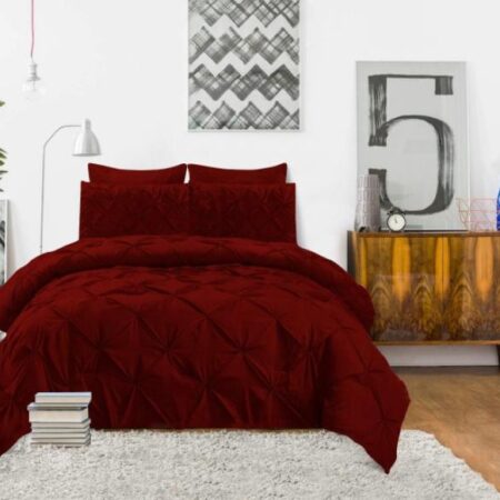 Soft Pinch Pleated Pintuck Duvet Set, 4 by 6, 6 by 6, 6 by 7, 7 by 7 All Season, High Quality Fabric and Washable Pintuck Duvet + Bedspread and Pillowcases Bedding Set (Burgundy) - Image 3
