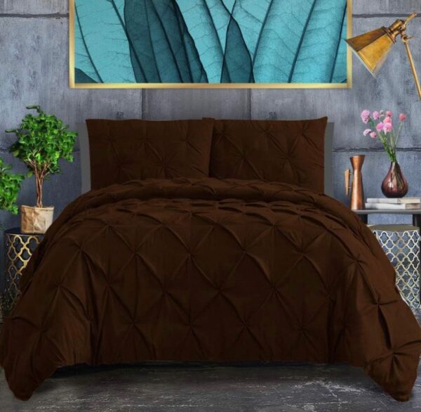 chocolate pinch pleated duvet set