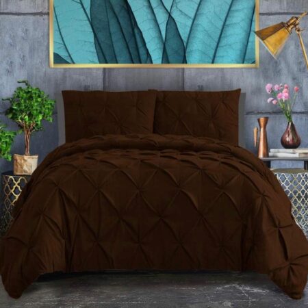 Soft Pinch Pleated Pintuck Duvet Set 4by6/ 6by6/ 6by7/ 7by7 Size All Season Soft, High Quality Pintuck Duvet with 1 Bedspread and 2/4 Pillowcases Set (Chocolate) - Image 3