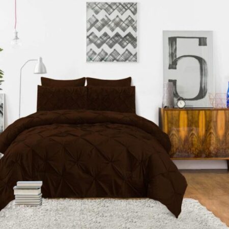 Soft Pinch Pleated Pintuck Duvet Set 4by6/ 6by6/ 6by7/ 7by7 Size All Season Soft, High Quality Pintuck Duvet with 1 Bedspread and 2/4 Pillowcases Set (Chocolate) - Image 4