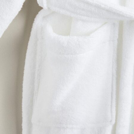 Unisex Bathrobe 100% Cotton Absorbent and Soft Lightweight Bathrobe for Home, Bedroom, Spa, Hotel, White (One Size Fits All) - Image 2