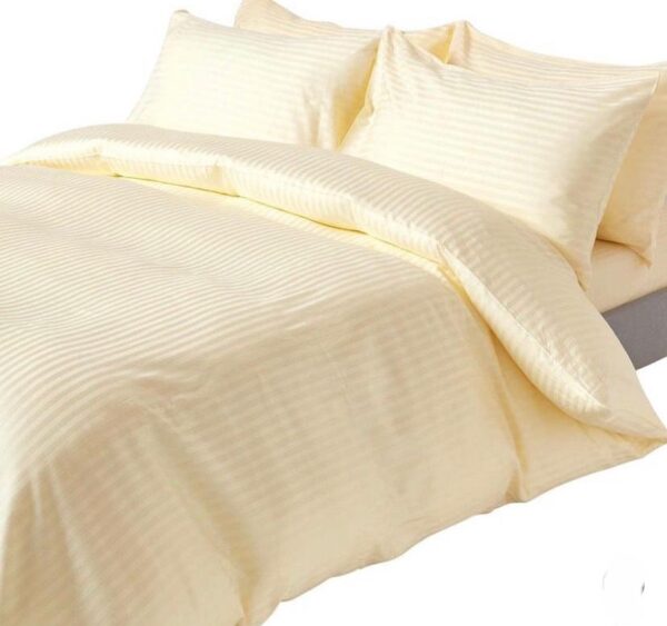 Cotton Stripes Cream Bedsheet and Pillowcases Set