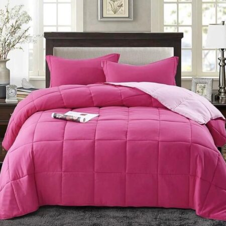 pink and light pink reversible duvet set