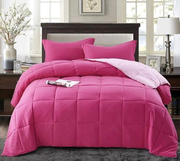 pink and light pink reversible duvet set