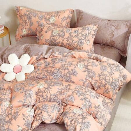 peach flower duvet cover