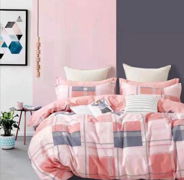 pink geometric duvet set