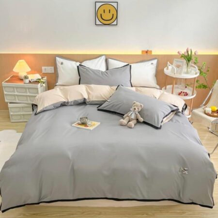 grey and milk reversible duvet set