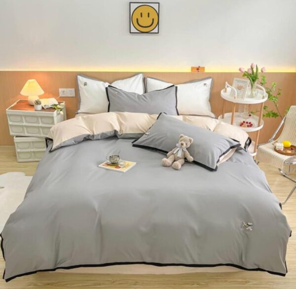 grey and milk reversible duvet set