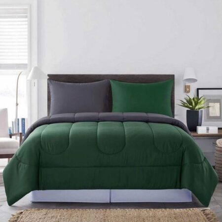 green and grey reversible duvet set