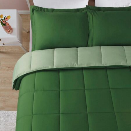6 Pieces Green Light Green Reversible Duvet Set - Soft and Breathable Down Alternative Bedding Set(1 Duvet 1 Bed Sheet and Matching Pillow cases Sets) 4 by 6, 6 by 6, 6 by 7, 7 by 7 - Image 4
