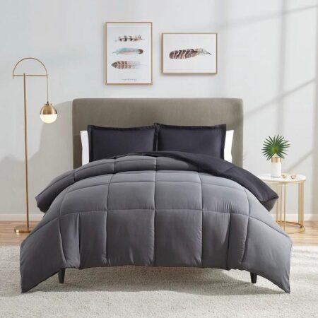 grey and black reversible duvet set