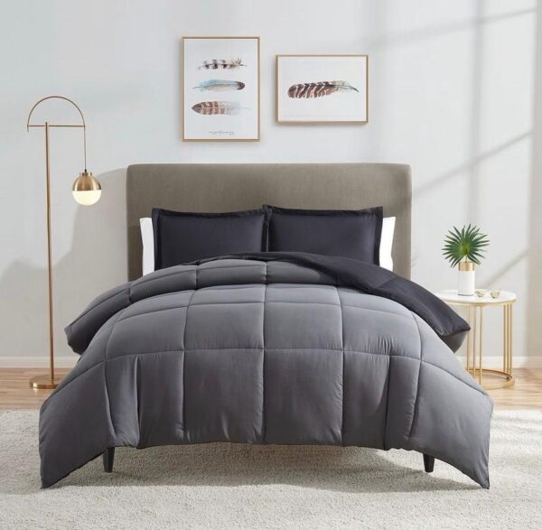 grey and black reversible duvet set