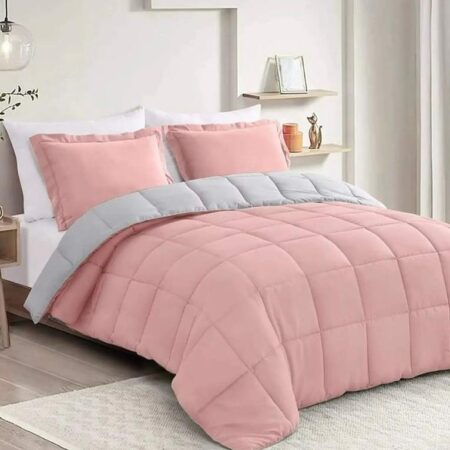 pink and grey reversible duvet set