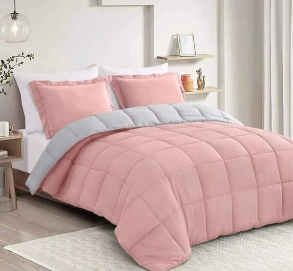 pink and grey reversible duvet set