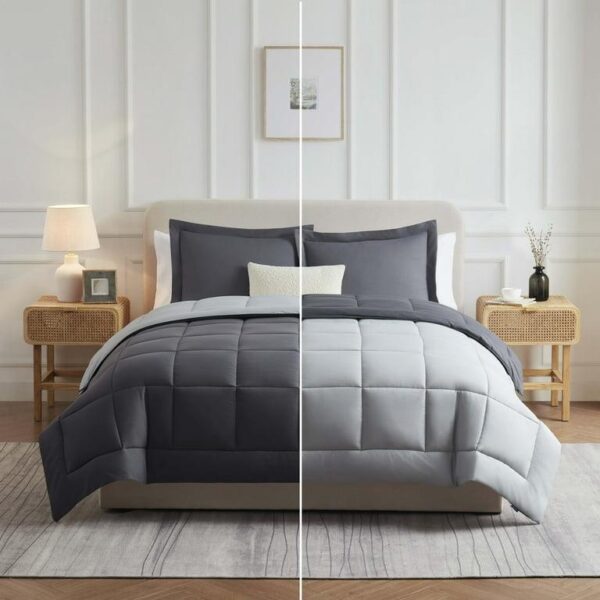 grey and light grey reversible duvet set