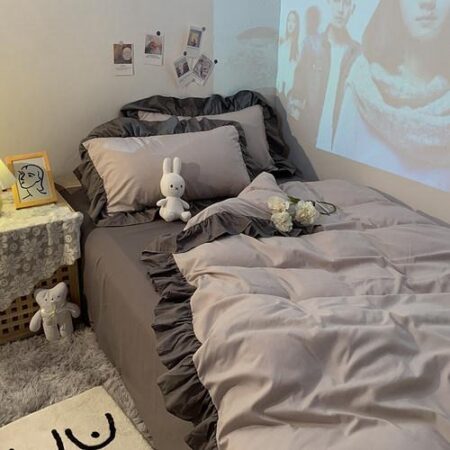 Premium Quality Executive Grey Duvet Set - Soft Ruffle Skirt 5-7 Pieces (1Duvet 1Duvet Cover 1Bedsheet and Matching Pillowcases 4 by 6, 6 by 6, 6 by 7, 7 by 7) - Image 4