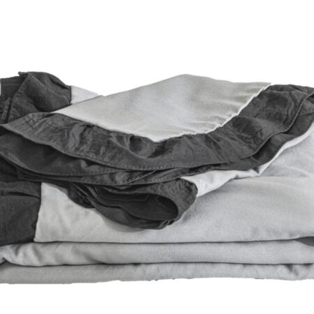 grey and black ruffle duvet