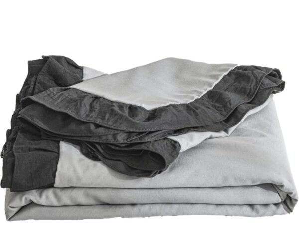 grey and black ruffle duvet