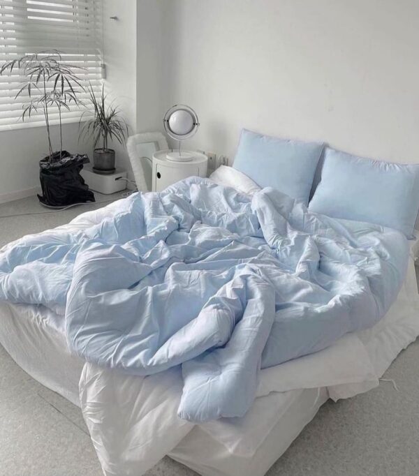 sky blue and white duvet set