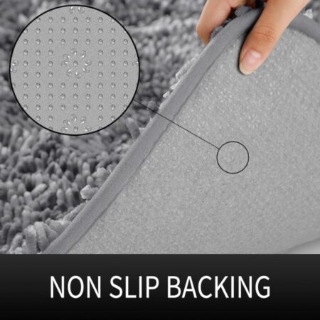 Shiny Chenille Soft and Shaggy Bath Rug - Premium Non-Slip Bath Mat, Super Absorbent and Thick (50 x 80cm) Light Purple Grey - Image 4