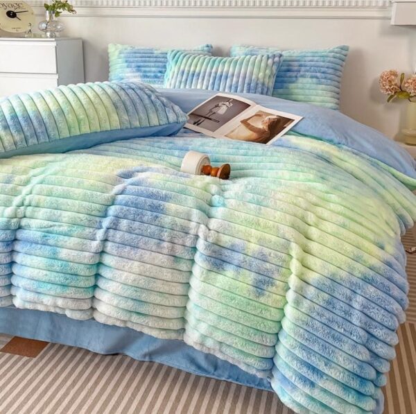 Soft velvet tie dye striped duvet cover